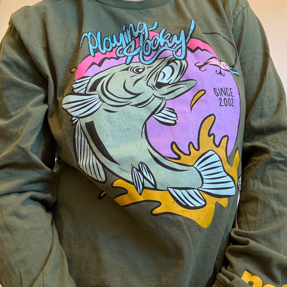 Neff Playing Hooky Green Fish Graphic Long Sleeve Shirt